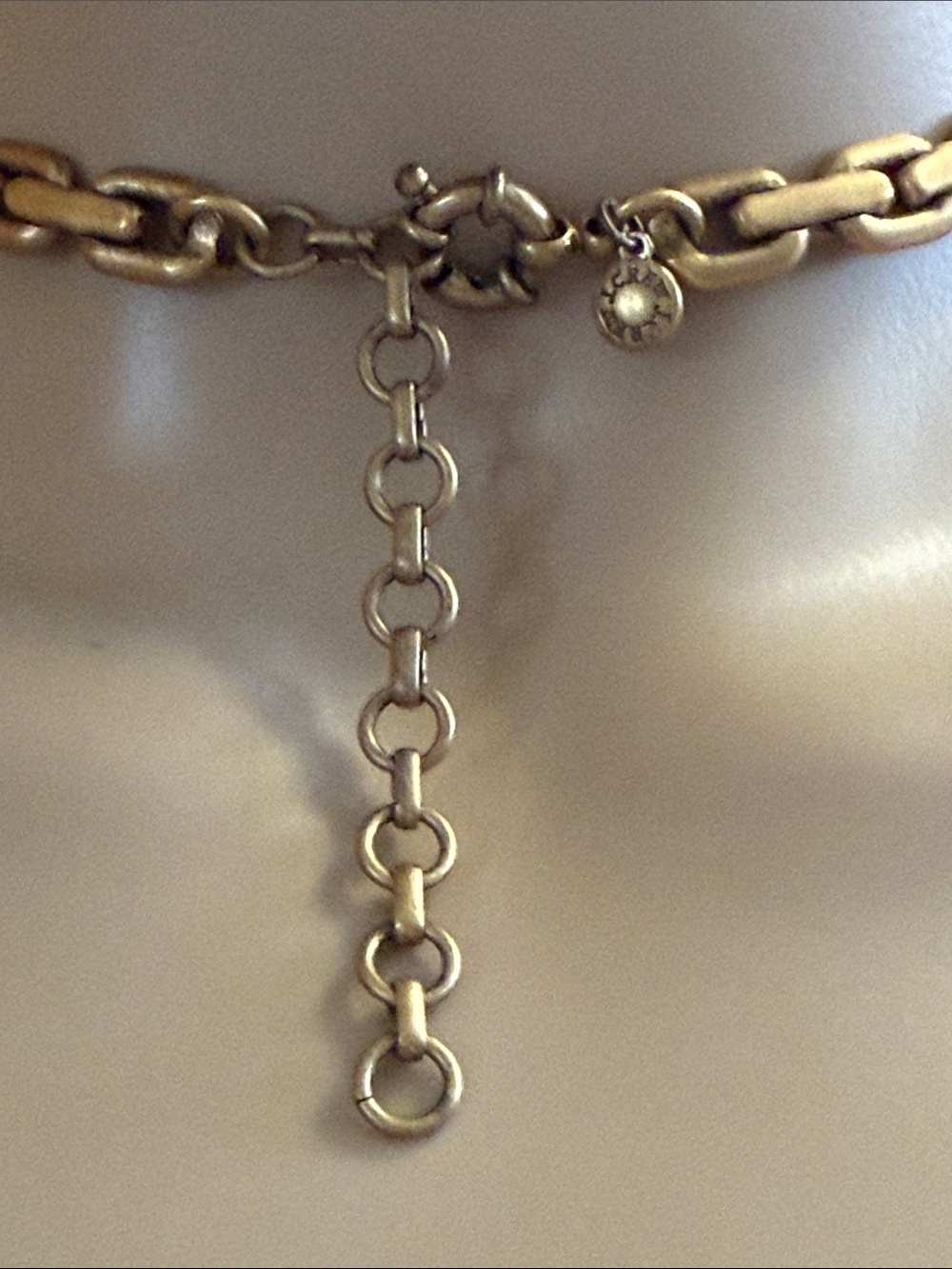 J Crew Gold Statement Hammered Pendant Necklace with Crystal Flower Accents - Picture 4 of 4
